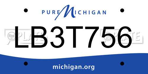LB3T756 Michigan License Plate