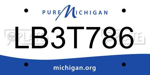 LB3T786 Michigan License Plate
