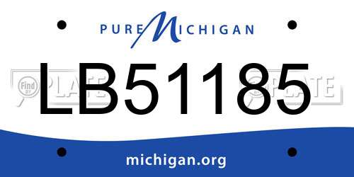 LB51185 Michigan License Plate