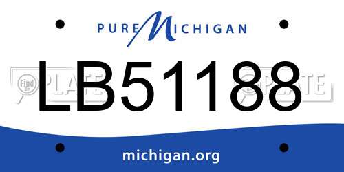 LB51188 Michigan License Plate