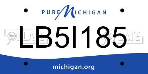 LB5I185 Michigan License Plate