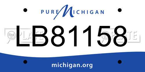 LB81158 Michigan License Plate