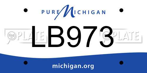 LB973 Michigan License Plate
