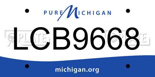 LCB9668 Michigan License Plate