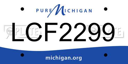 LCF2299 Michigan License Plate