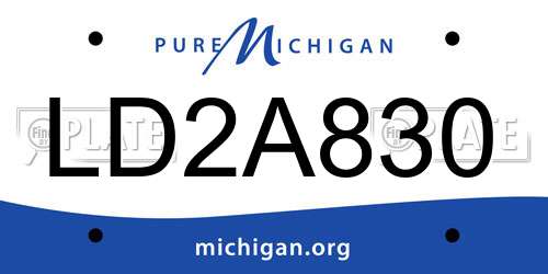 LD2A830 Michigan License Plate