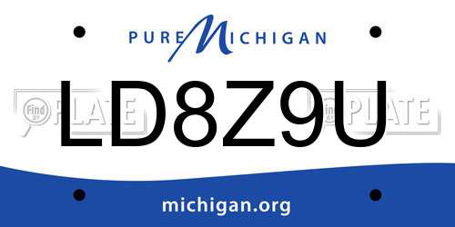 LD8Z9U Michigan License Plate