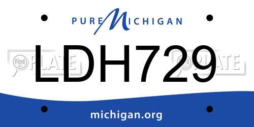LDH729 Michigan License Plate