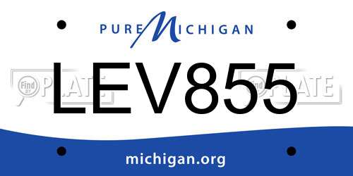 LEV855 Michigan License Plate