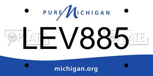 LEV885 Michigan License Plate