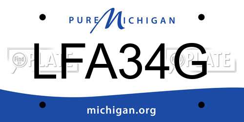 LFA34G Michigan License Plate