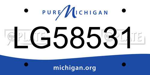 LG58531 Michigan License Plate