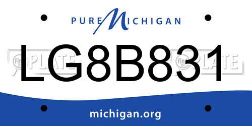 LG8B831 Michigan License Plate