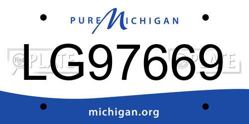 LG97669 Michigan License Plate