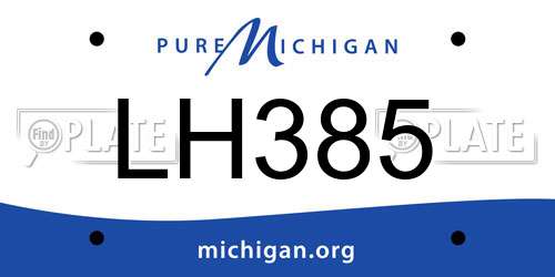 LH385 Michigan License Plate