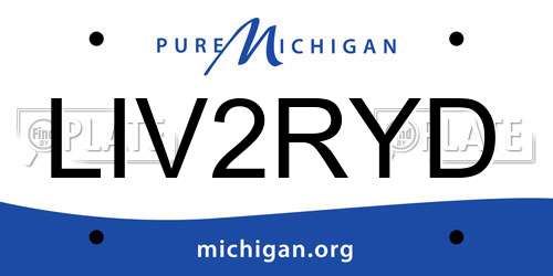 LIV2RYD Michigan License Plate