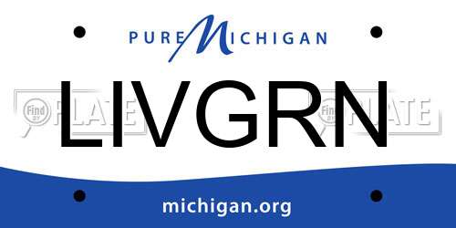 LIVGRN Michigan License Plate