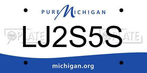 LJ2S5S Michigan License Plate