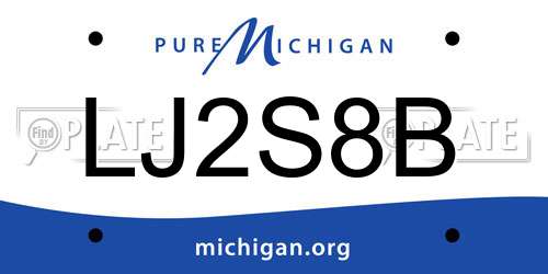 LJ2S8B Michigan License Plate