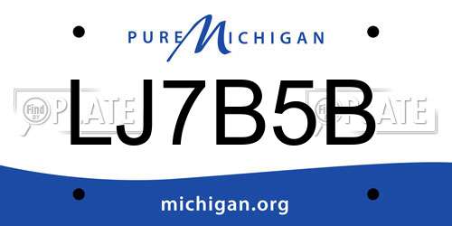 LJ7B5B Michigan License Plate