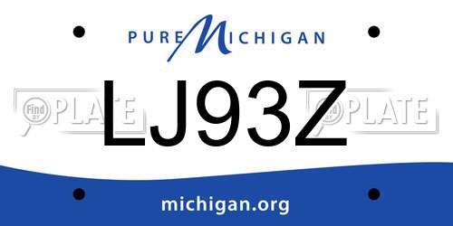 LJ93Z Michigan License Plate