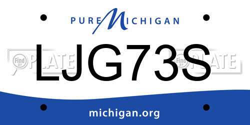 LJG73S Michigan License Plate
