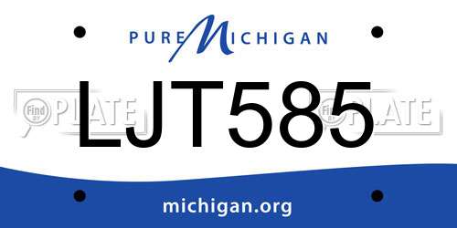 LJT585 Michigan License Plate