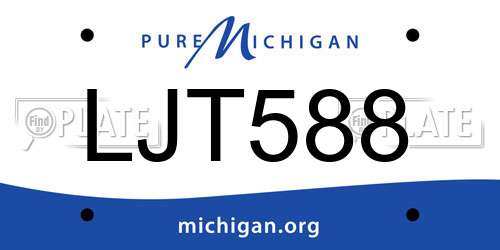 LJT588 Michigan License Plate