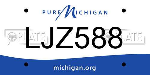 LJZ588 Michigan License Plate
