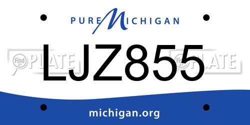 LJZ855 Michigan License Plate