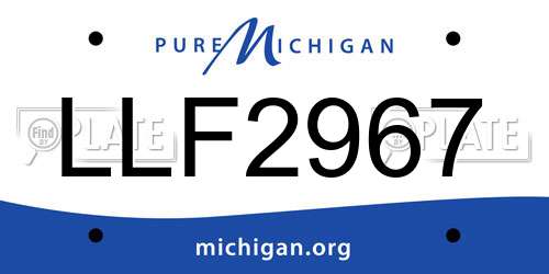 LLF2967 Michigan License Plate