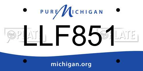 LLF851 Michigan License Plate