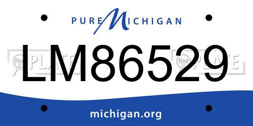 LM86529 Michigan License Plate