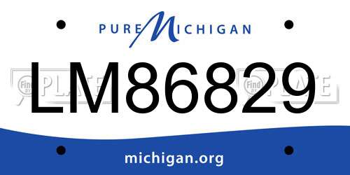 LM86829 Michigan License Plate