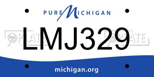 LMJ329 Michigan License Plate