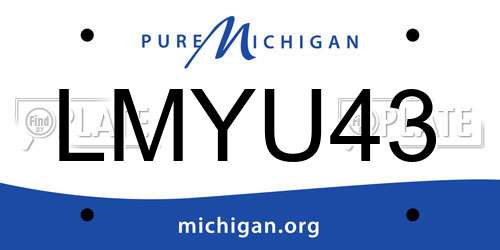 LMYU43 Michigan License Plate