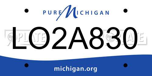 LO2A830 Michigan License Plate