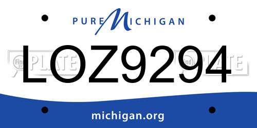 LOZ9294 Michigan License Plate