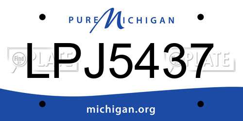 LPJ5437 Michigan License Plate