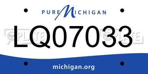 LQ07033 Michigan License Plate