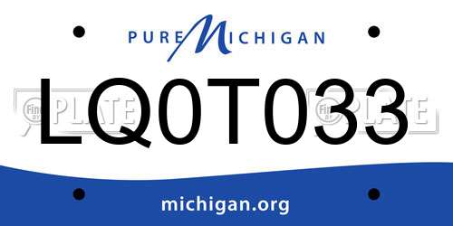LQ0T033 Michigan License Plate