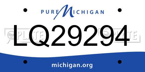 LQ29294 Michigan License Plate
