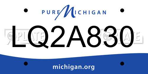 LQ2A830 Michigan License Plate