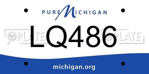 LQ486 Michigan License Plate
