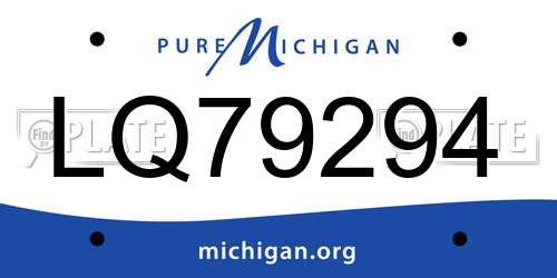 LQ79294 Michigan License Plate