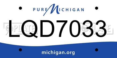 LQD7033 Michigan License Plate