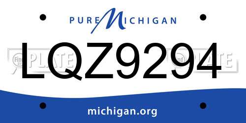 LQZ9294 Michigan License Plate