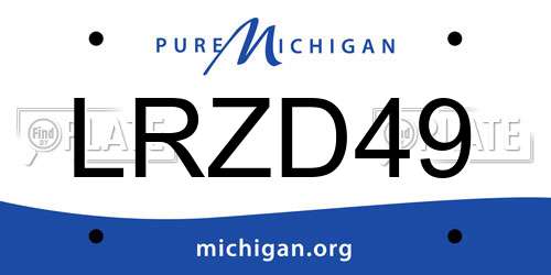 LRZD49 Michigan License Plate