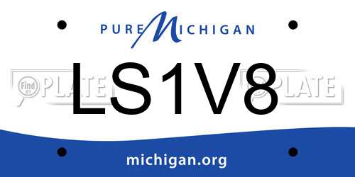 LS1V8 Michigan License Plate