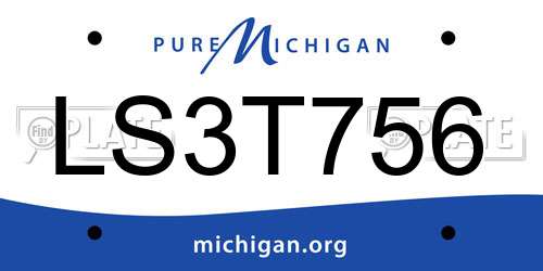 LS3T756 Michigan License Plate